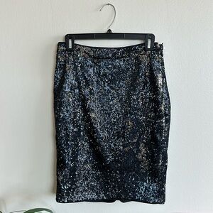 Zara Collection Black/Silver Mermaid Sequin Pencil Skirt Size M